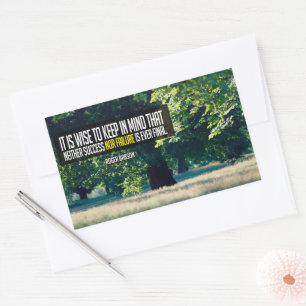 Roger Babson Inspirational Quote "Never final" Rectangular Sticker