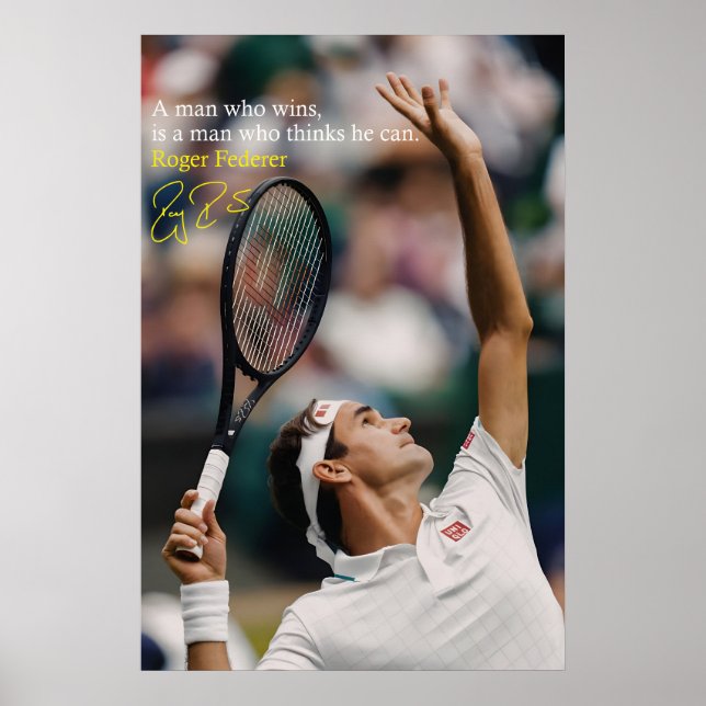 Roger Federer Poster  Tennis Motivational Art (Front)
