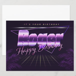 Roger Name Vorname lila retro Karte Geburtstag Card