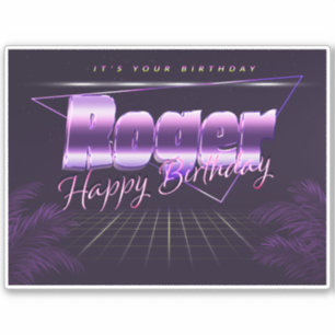 Roger Name Vorname lila retro Sticker Geburtstag