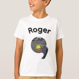 Roger Name With Ball Catching Pelican, T-Shirt