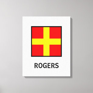 Rogers Family Name Nautical Flag Canvas Print