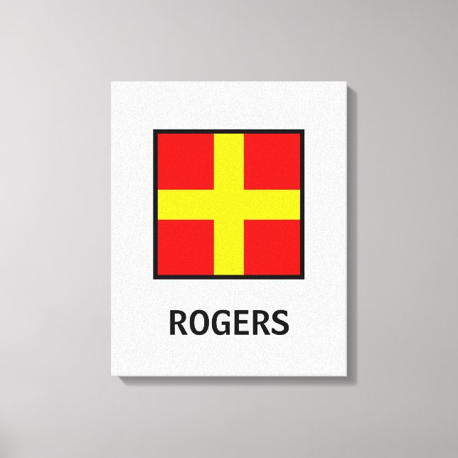 Rogers Family Name Nautical Flag Canvas Print (Front)