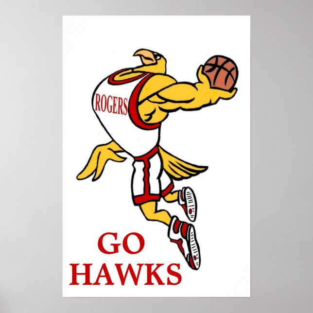 Rogers GHawk Basketball Mascot Poster - Tall (Front)
