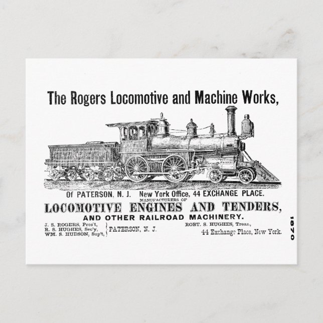 Rogers Locomotive Works Postcard (Front)