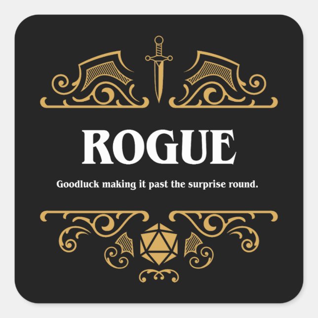 Rogue Class Tabletop RPG Gaming Square Sticker (Front)