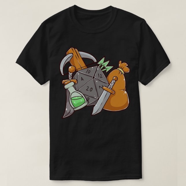 Rogue D20 Dice T-Shirt (Design Front)