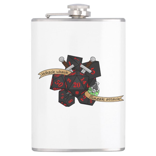 Rogue Dice Design Hip Flask (Front)