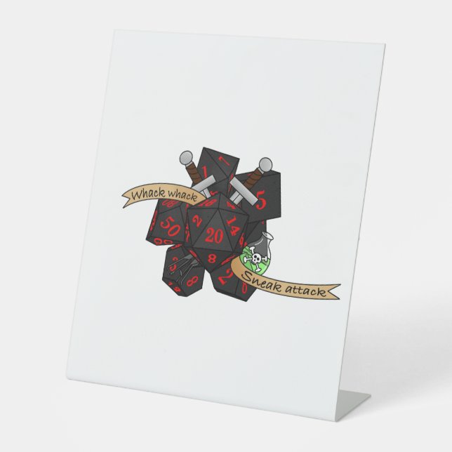 Rogue Dice Design Pedestal Sign (Front)