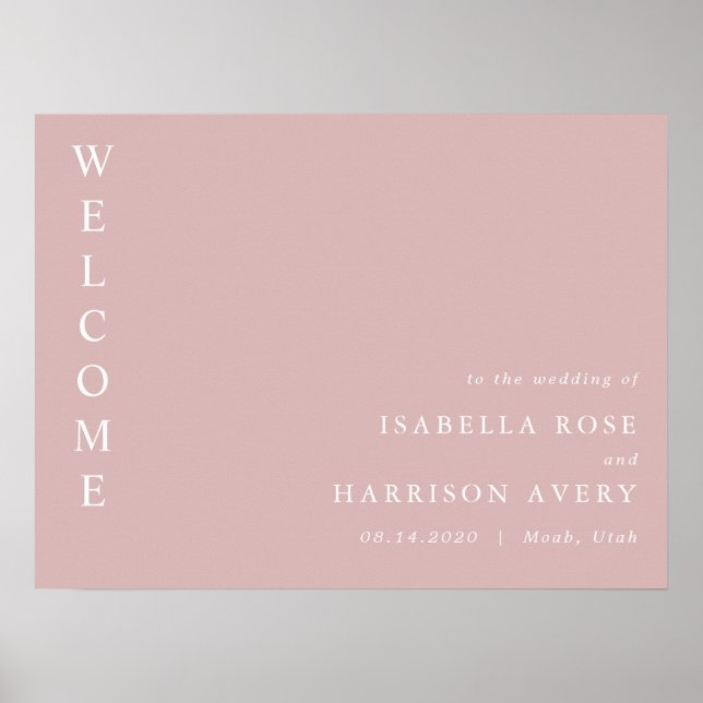 ROGUE Dusty Blush Pink Mauve Wedding Welcome Poster (Front)