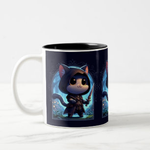 Rogue Feline Fantasy Adventure Two-Tone Coffee Mug