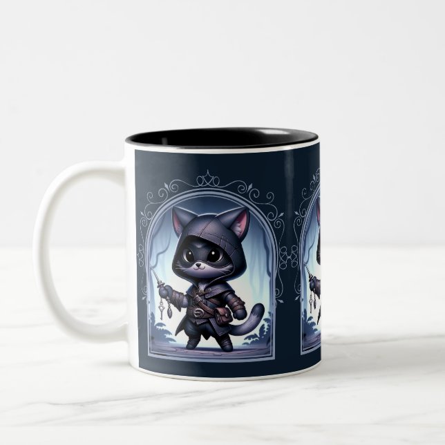 Rogue Feline Fantasy Adventure Two-Tone Coffee Mug (Left)