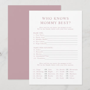 ROGUE Modern Dusty Rose Who Knows Mum Best Game Invitation