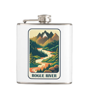 Rogue River Oregon Colors Hip Flask