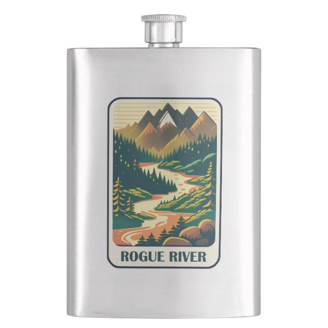 Rogue River Oregon Colours Hip Flask (Front)