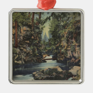 Rogue River, Oregon - Upper Gorge View of River Metal Tree Decoration