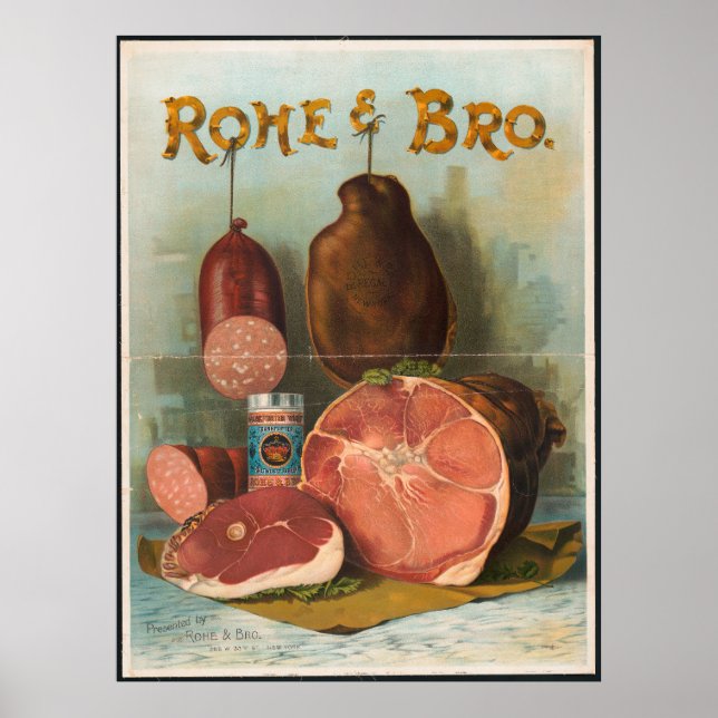 Rohe & Bro Antique Meat Ad Poster (Front)
