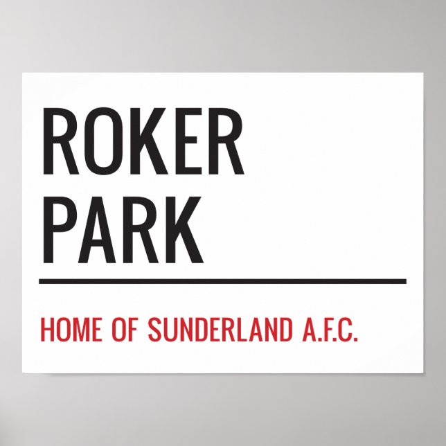Roker Park Stadium Street Sign (Front)