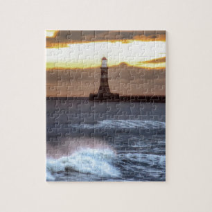 Roker pier and lighthouse sunrise jigsaw puzzle