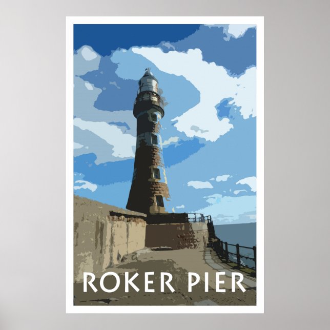 ROKER PIER, SUNDERLAND Vintage Style Poster (Front)