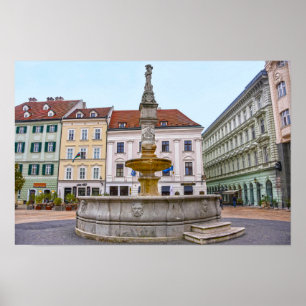 Roland Fountain, Old Town, Bratislava, Slovakia Poster
