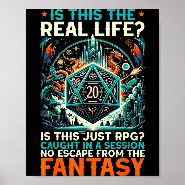 Role Playing Game Rpg Master D20 Tabletop Funny Rp Poster (Front)
