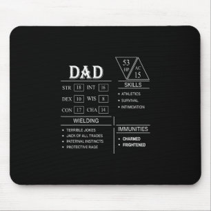 Roleplaying Dice Gamer Dragon Dad Stat Skills Wiel Mouse Mat