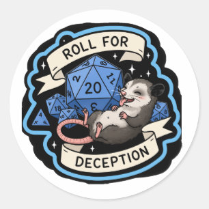 Roll For Deception Funny Possum D20 RPG Sticker