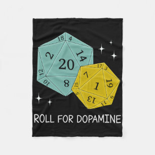 Roll For Dopamine Dnd Neurodiversity D20 Dice Auti Fleece Blanket