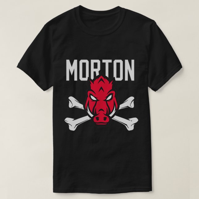 Roll Hogs Morton High Football Potters Crossbones  T-Shirt (Design Front)