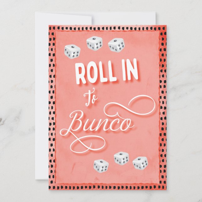 Roll In To Bunco Dice Party Invitation (Front)