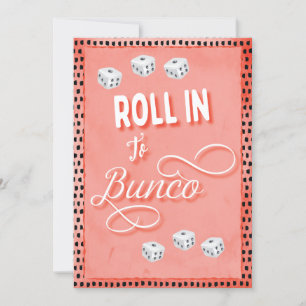 Roll In To Bunco Dice Party Invitation