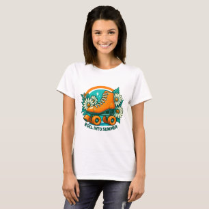 "Roll Into Summer" Retro Roller Skate T-shirt