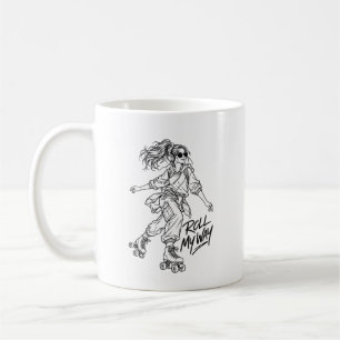 Roll My Way – Retro Roller Skating Girl Coffee Mug