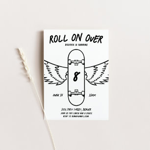 Roll on over Skateboarding Theme Party Invite