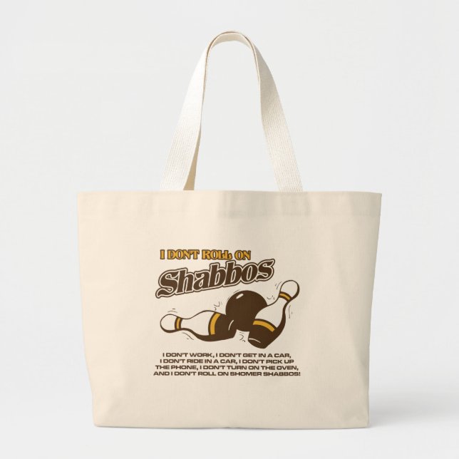 Roll on Shabbos Dude Large Tote Bag (Front)