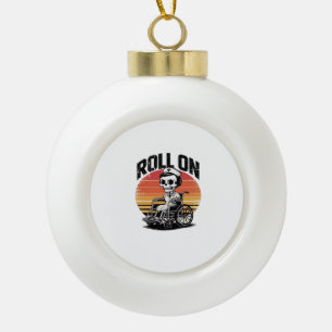 Roll On Skeleton Nurse – Dark Humor Healthcare Vib Ceramic Ball Christmas Ornament