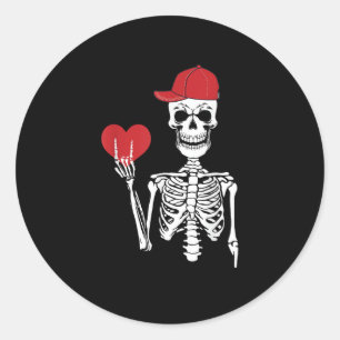 Roll Skeleton Hands Heart Valentines Day Skull Classic Round Sticker