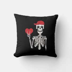 Roll Skeleton Hands Heart Valentines Day Skull Cushion