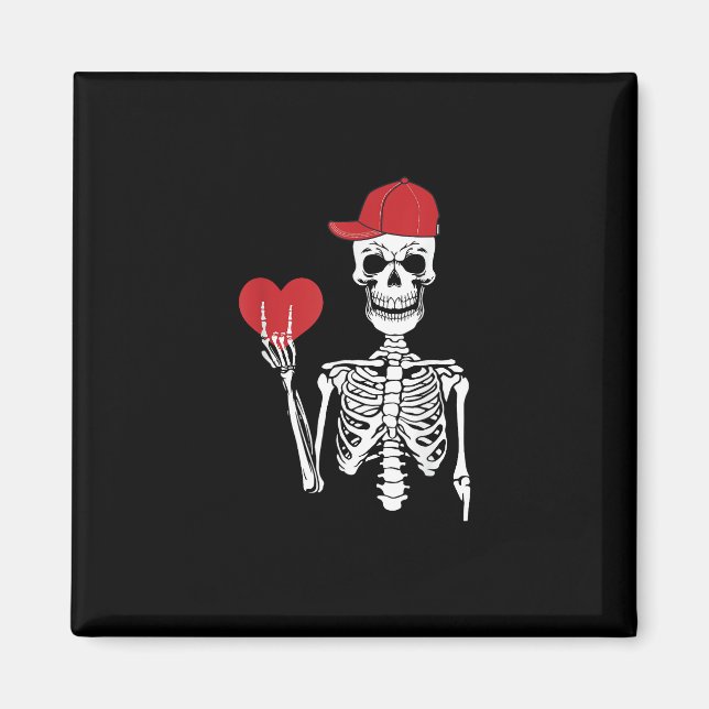 Roll Skeleton Hands Heart Valentines Day Skull Magnet (Front)