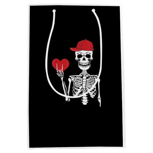 Roll Skeleton Hands Heart Valentines Day Skull Medium Gift Bag (Front)