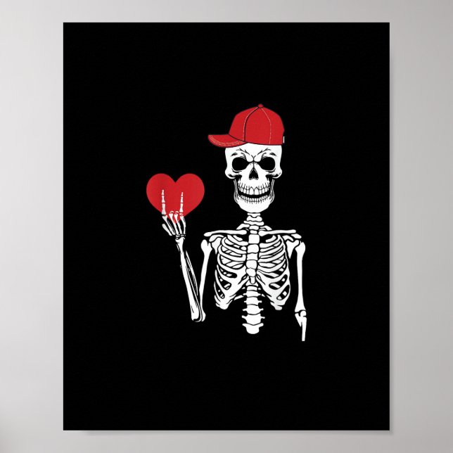 Roll Skeleton Hands Heart Valentines Day Skull Poster (Front)