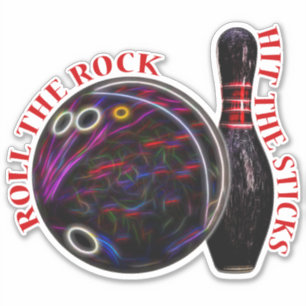 Roll the Rock, Bowling Ball & Pin, Vinyl Sticker