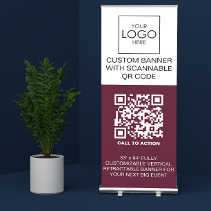 Roll Up Event Signage With QR Code Advertising Retractable Banner