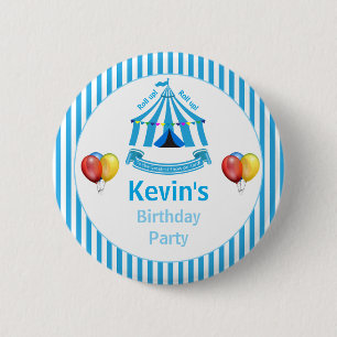 Roll up! Roll up! Circus Birthday Party Blue 6 Cm Round Badge