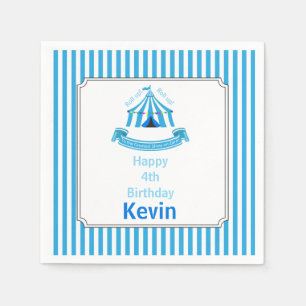 Roll up! Roll up! Circus Birthday Party Blue Napkin