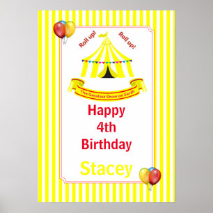 Roll up! Roll up! Circus Birthday Poster in Yellow