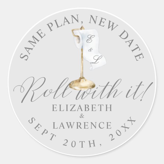 Roll With It Elegant Toilet Paper Roll & Stand Classic Round Sticker (Front)