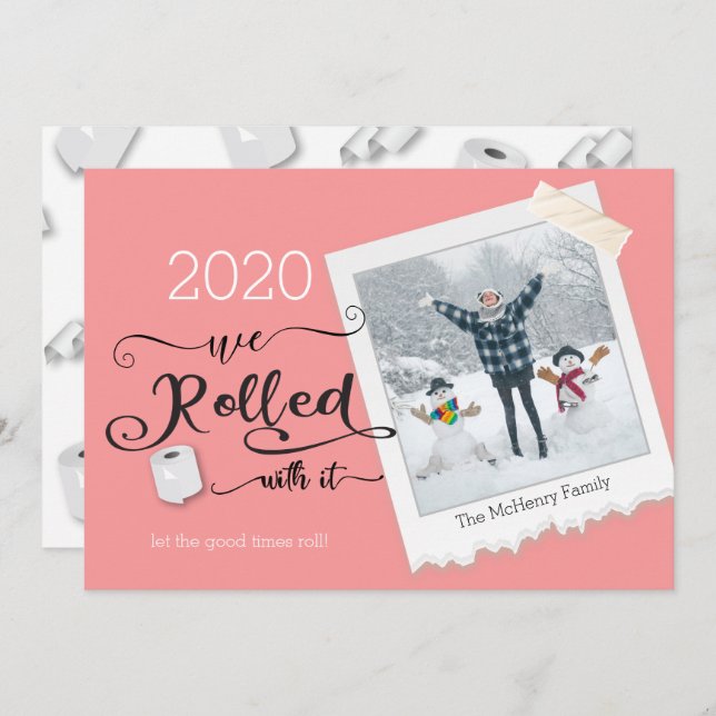 Roll with it Photo Christmas Holiday Card (Front/Back)