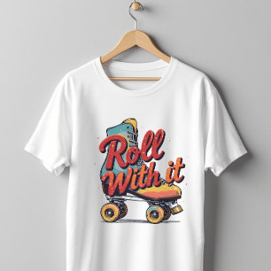 Roll With It Retro 70s 80s Roller Skate Graphic T-Shirt